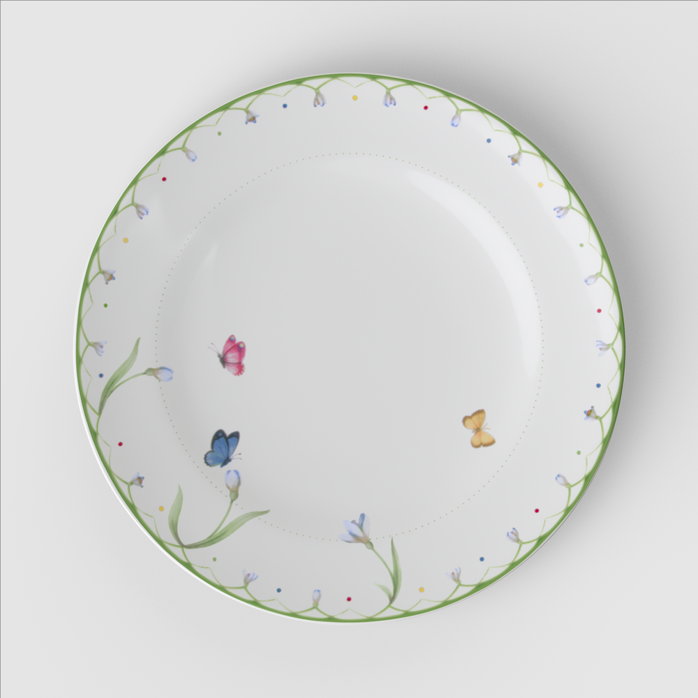 Colourful Spring Dinner plate - Green, 10.8'', Premium Porcelain