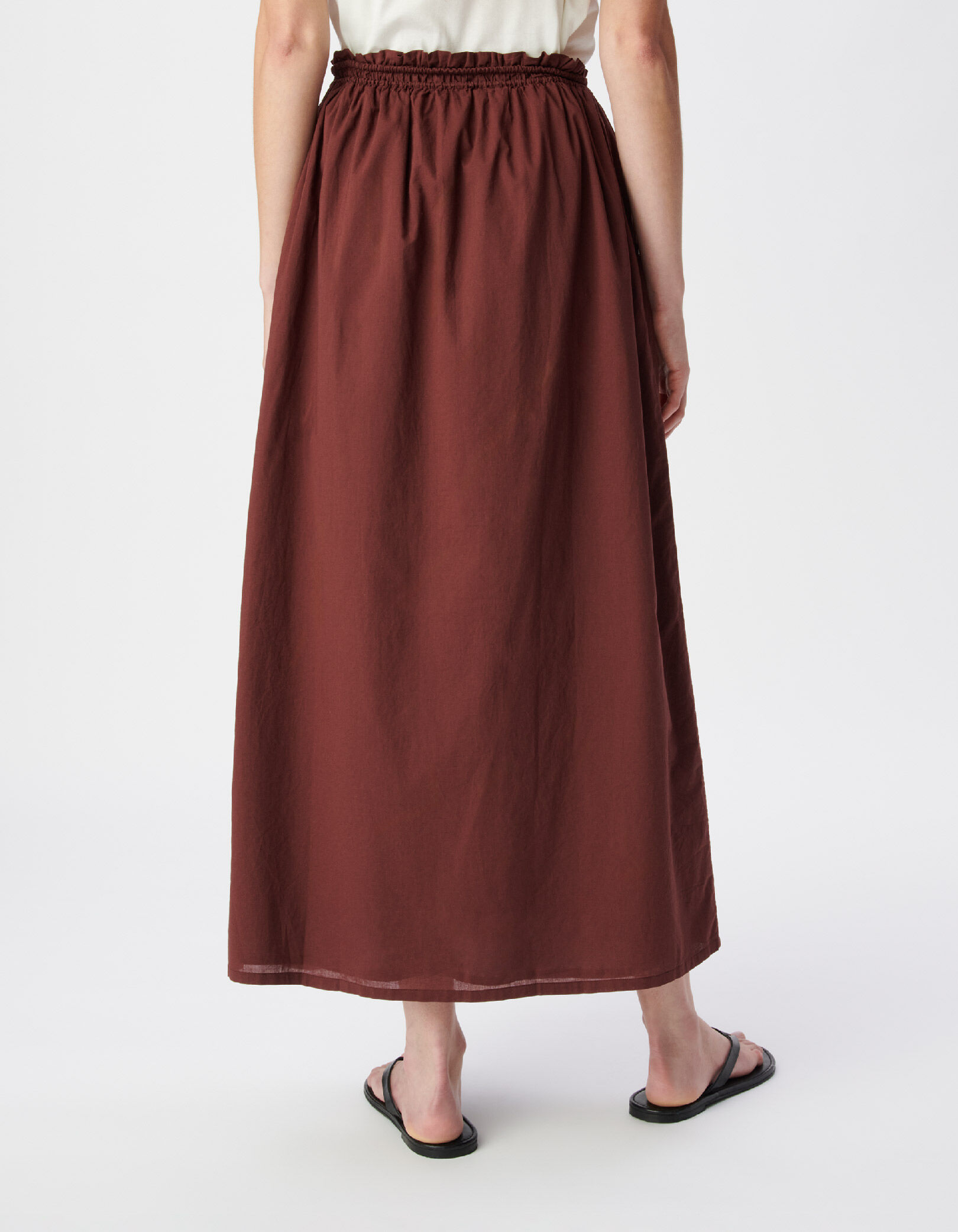 Jupe longue marron boutonnée Femme
