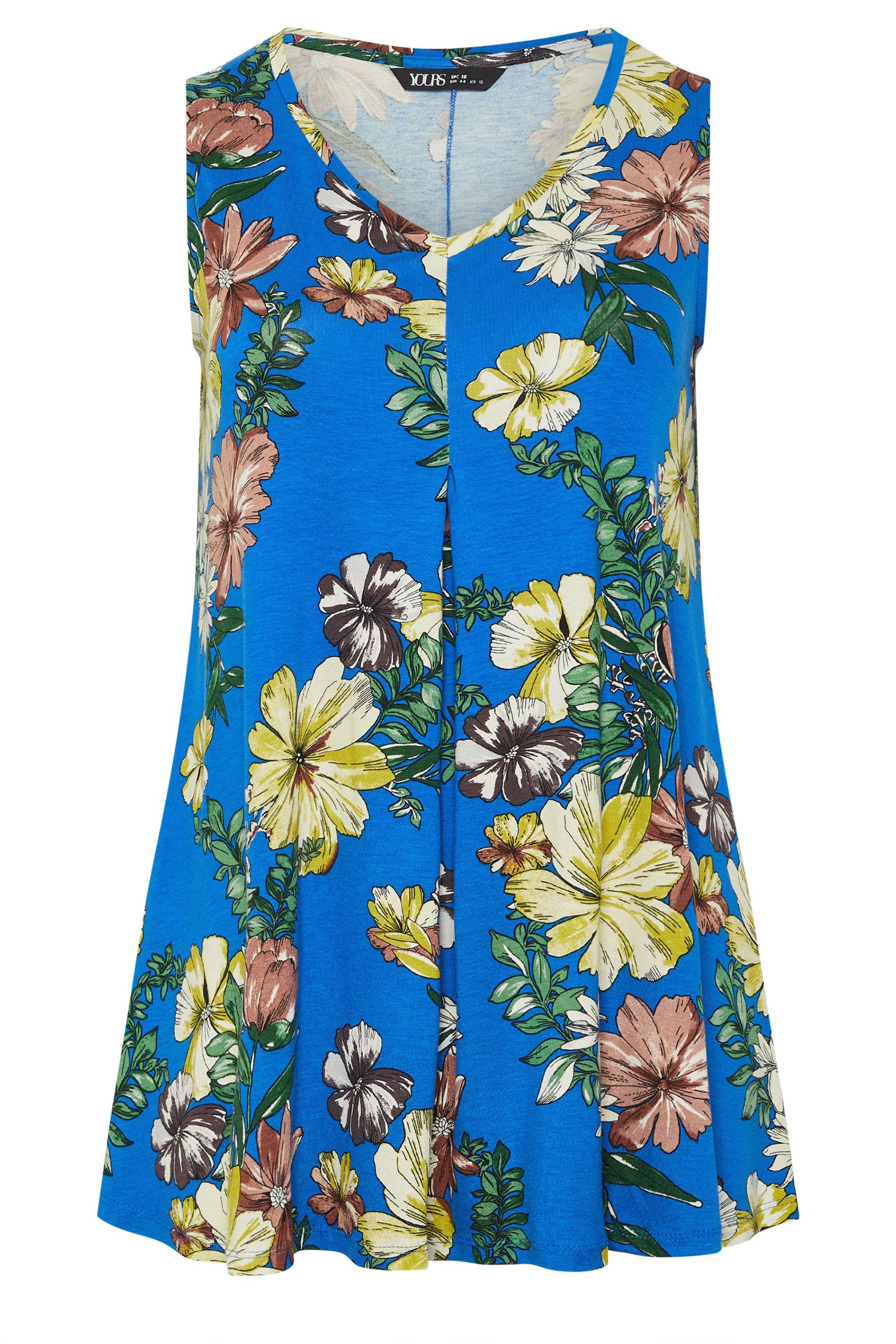 Yours Floral Pleat Vest Top