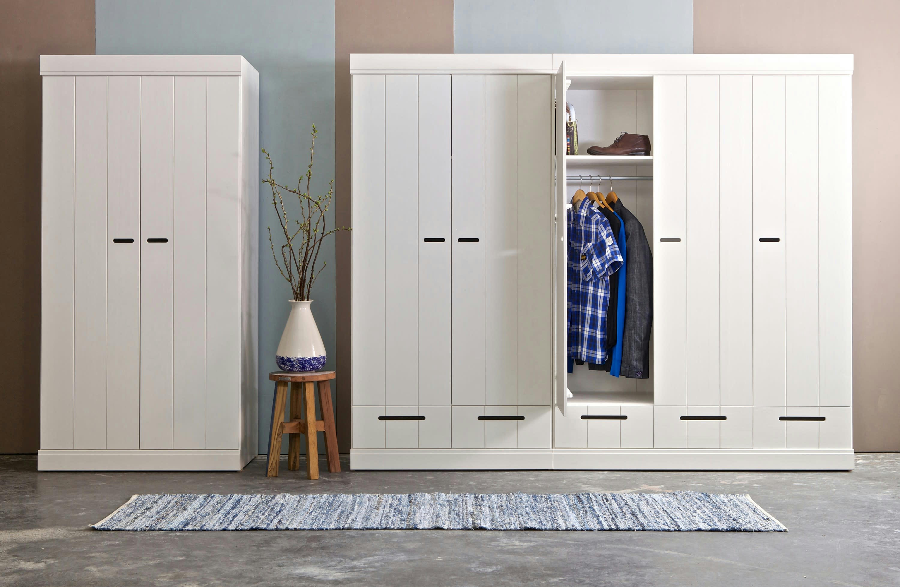 CONNECT - Armoire 2 portes et 1 étagère en bois blanc