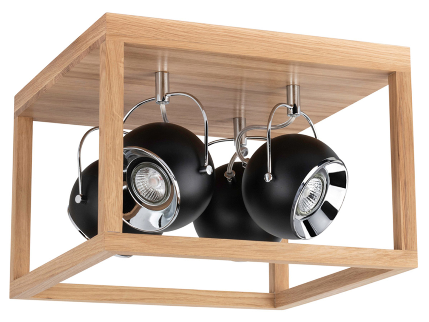 Lampa sufitpwa Roy 4-punktowa drewniana brązowo-czarna