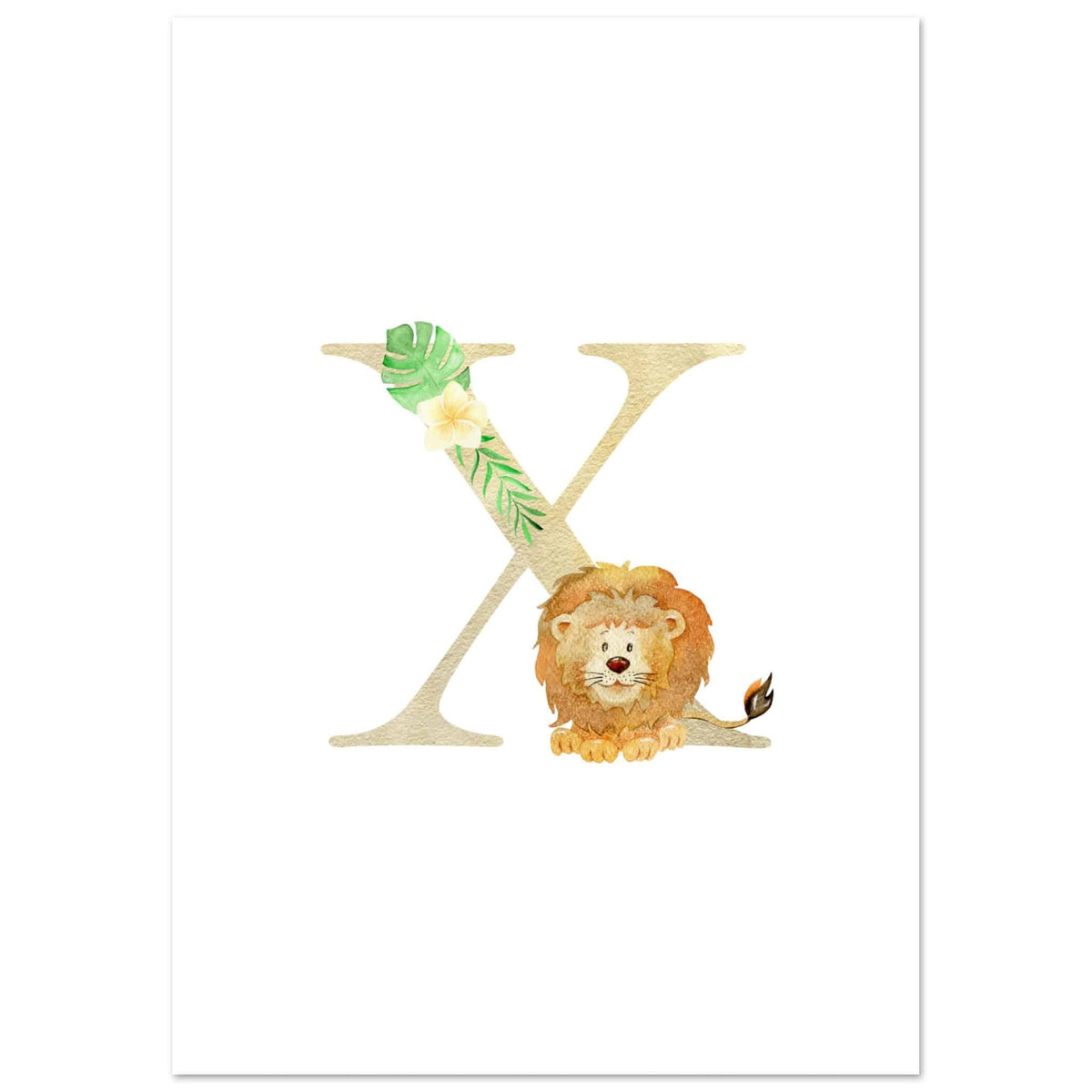 Artfulprints Poster Letter X kindernaam  - A4 21x29.7 cm - Meerkleurig