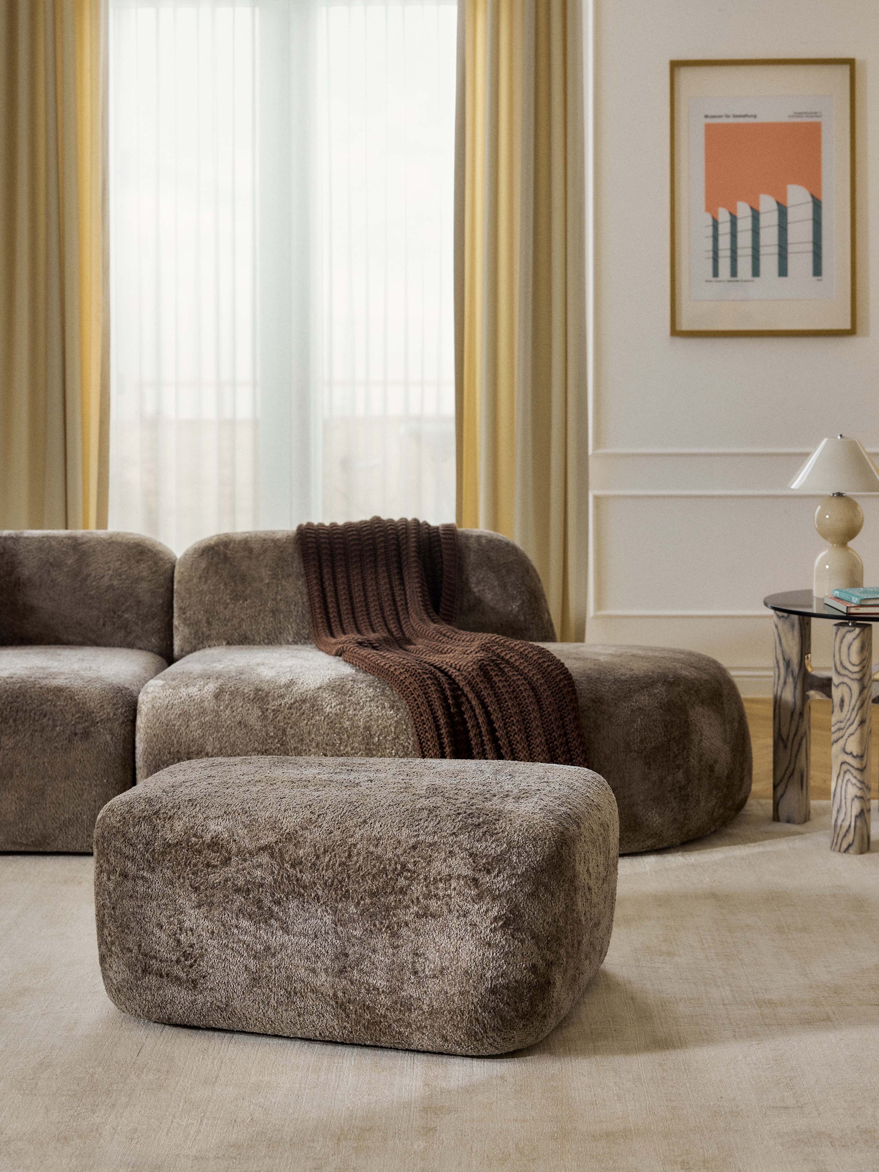 Großer Sofa-Hocker Wolke aus Teddy-Bouclé