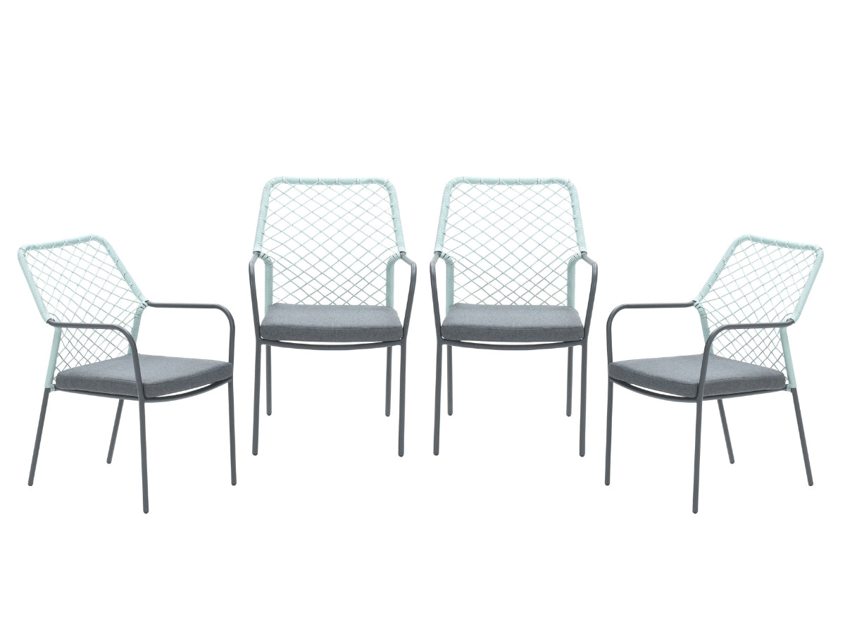 Garden Impressions Dido tuinstoelen set van 4 zachtgroen rope