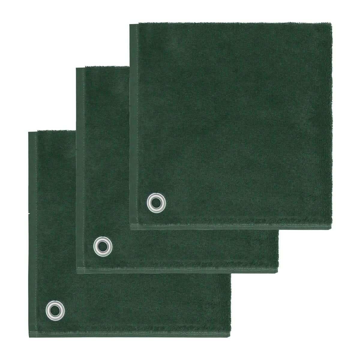 AMAIA - Lot de 3 torchons carrés avec œillet  eucalyptus 50x50 cm