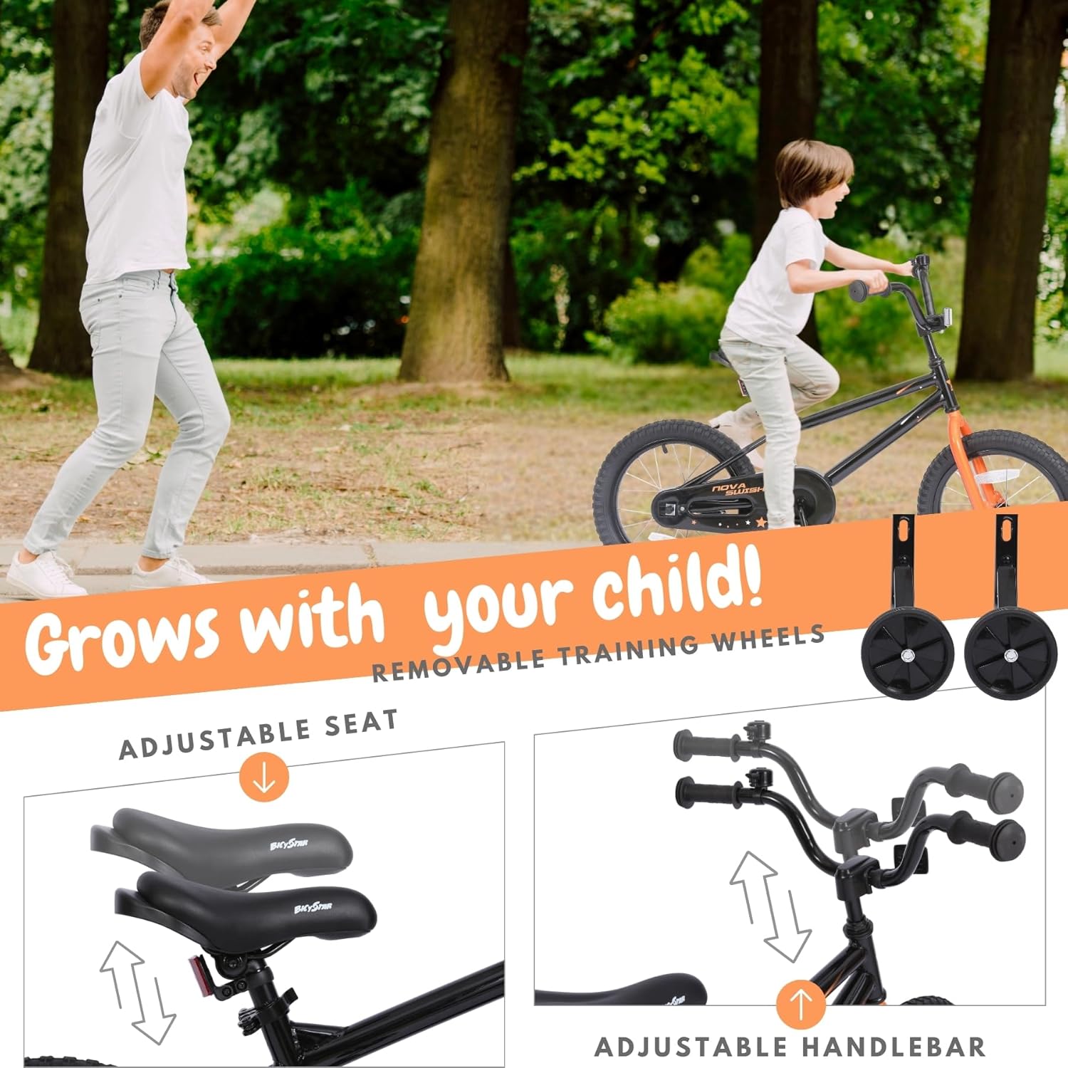 bicystar Kids Bike with Training Wheels, BMX Bicycle with Pedals for 2-4 Year Old Boys Girls, Birthday Gift