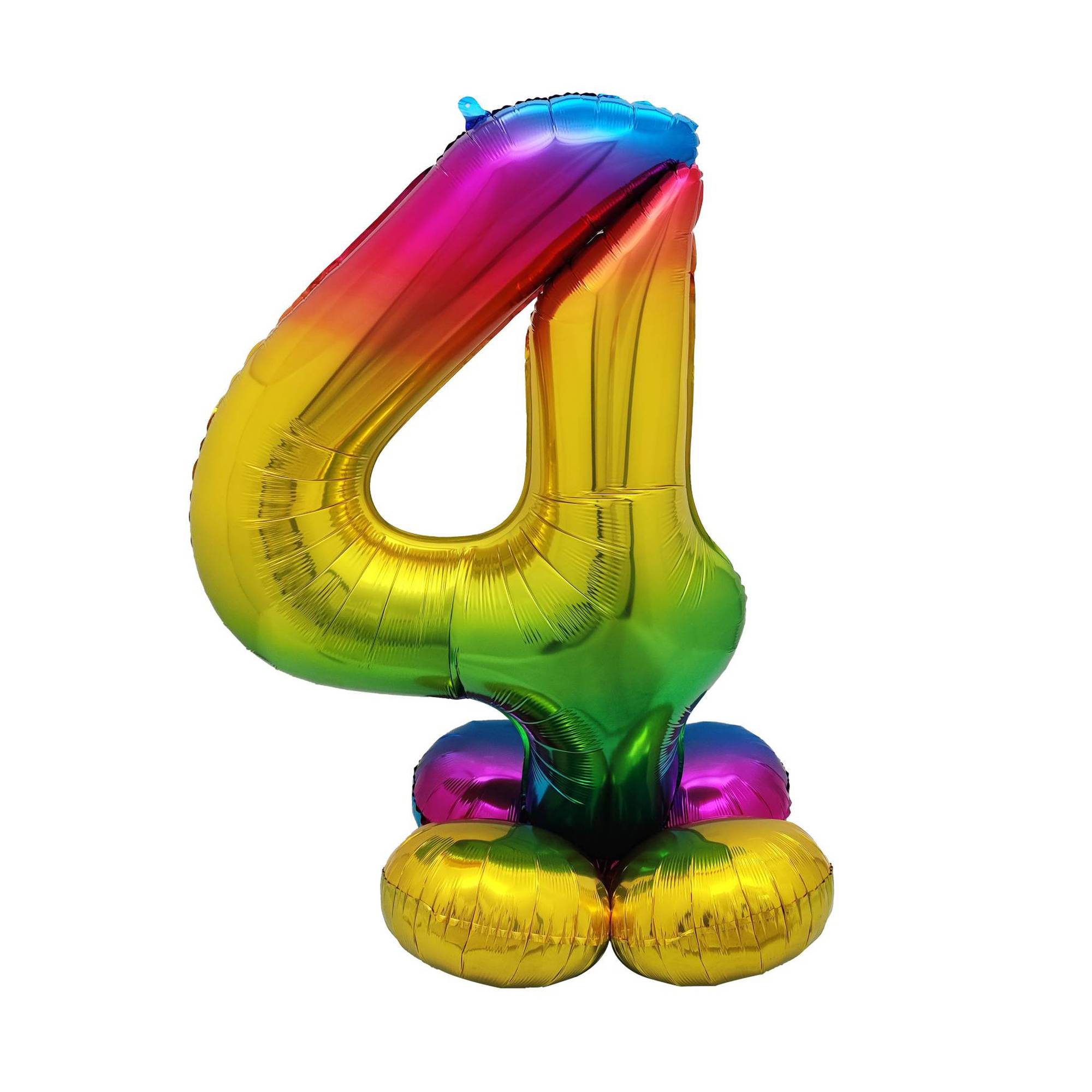 Standing Multicoloured Number 4 Balloon 90cm