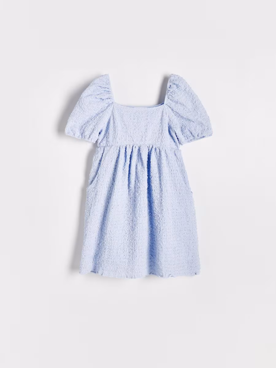Cotton Rich Dress With Puff Sleeves