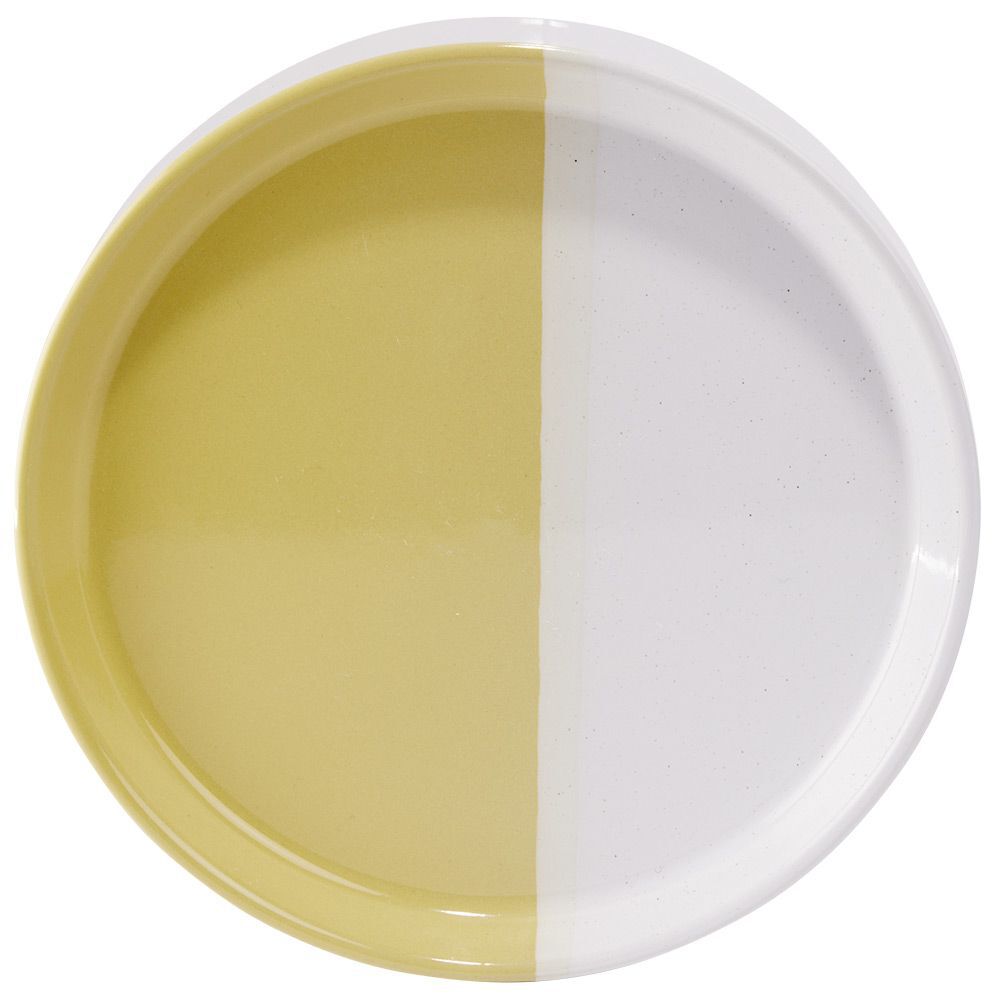 Assiette à dessert faïence blanc et beige Ø19cm