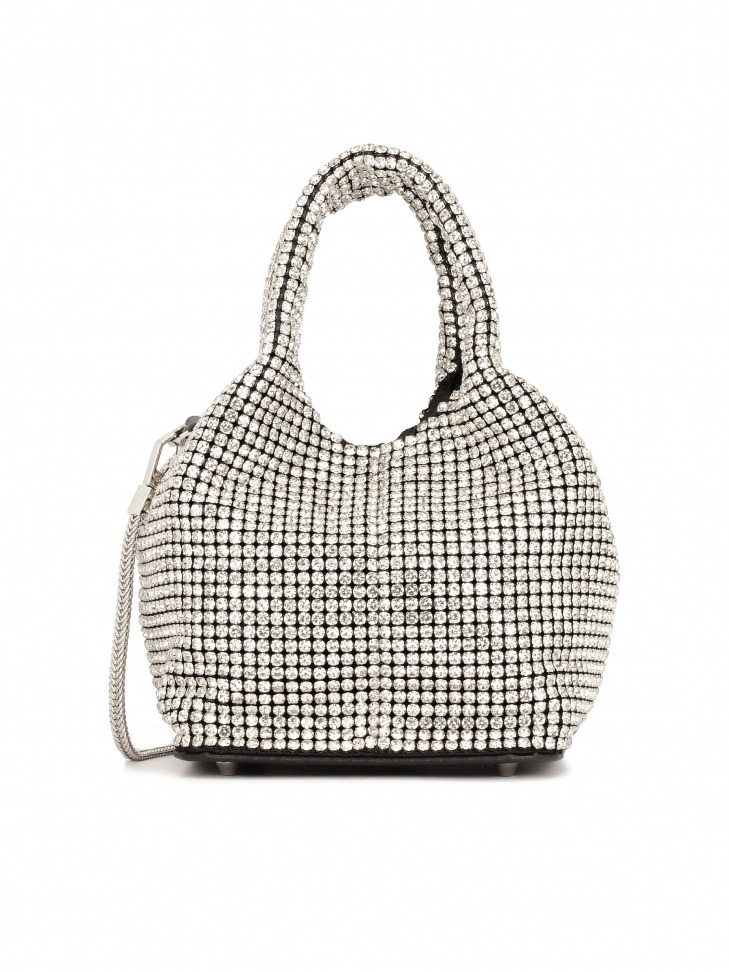 Small shiny handbag with zircons