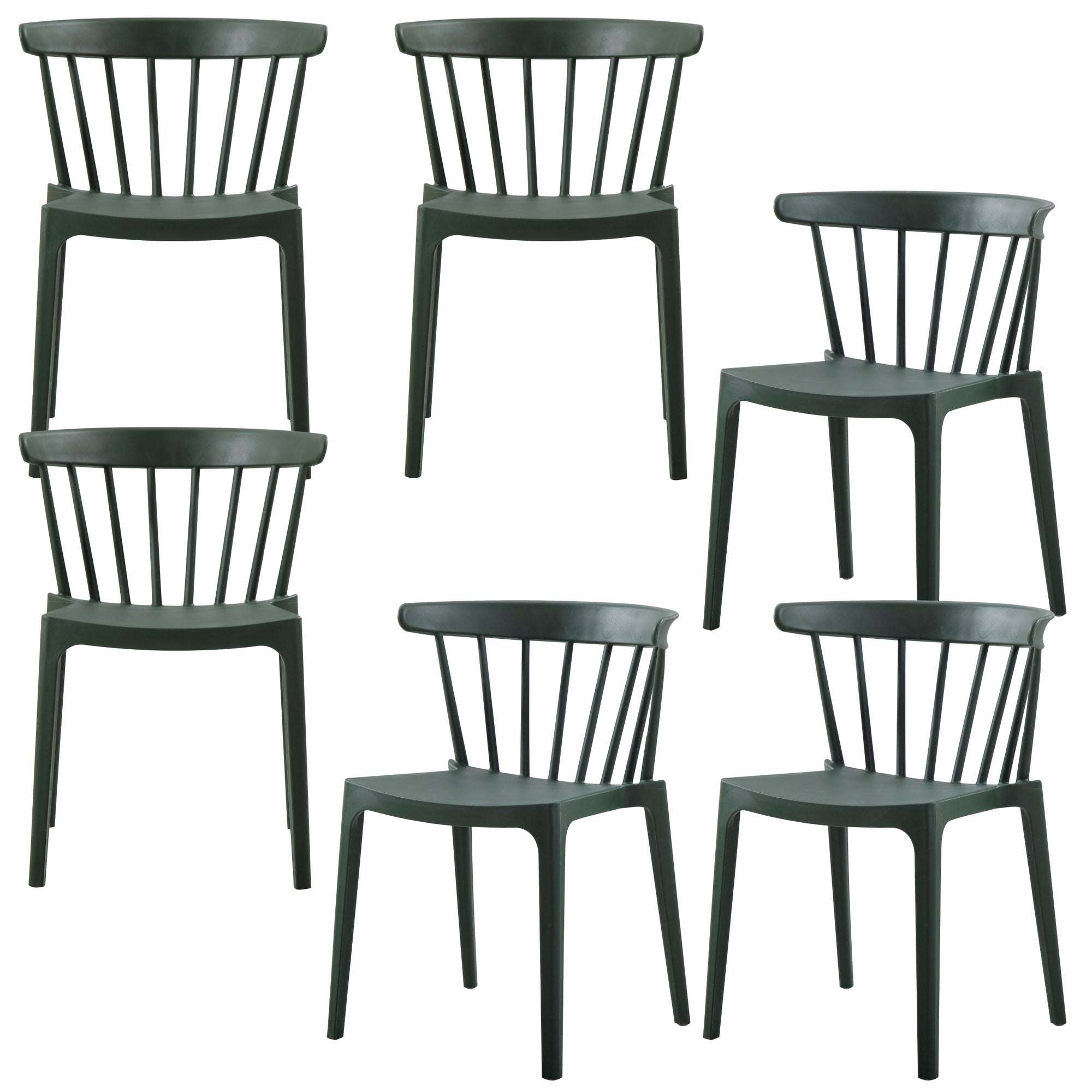 WOOOD tuinstoel Bliss - Kunststof - Army Groen - Set van 6