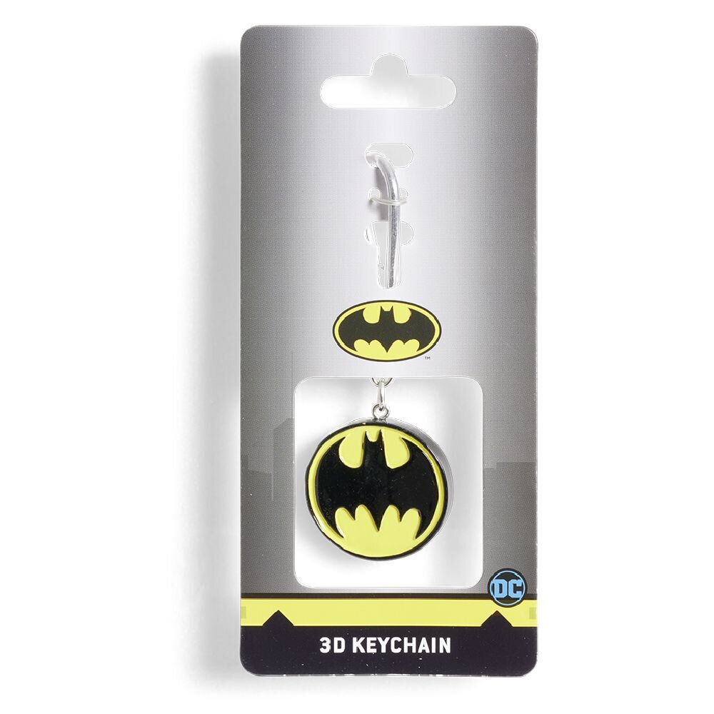 Porte-clé Batman caoutchouc noir et jaune Ø3,5cm