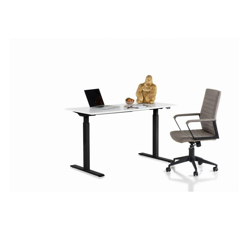 SMART - Bureau réglable assis-debout blanc et acier noir L140