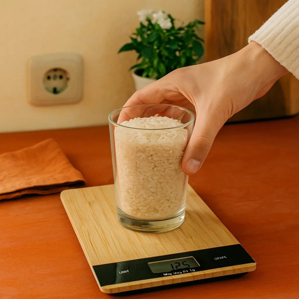 Cyfrowa waga kuchennna bambusowa do 5 kg