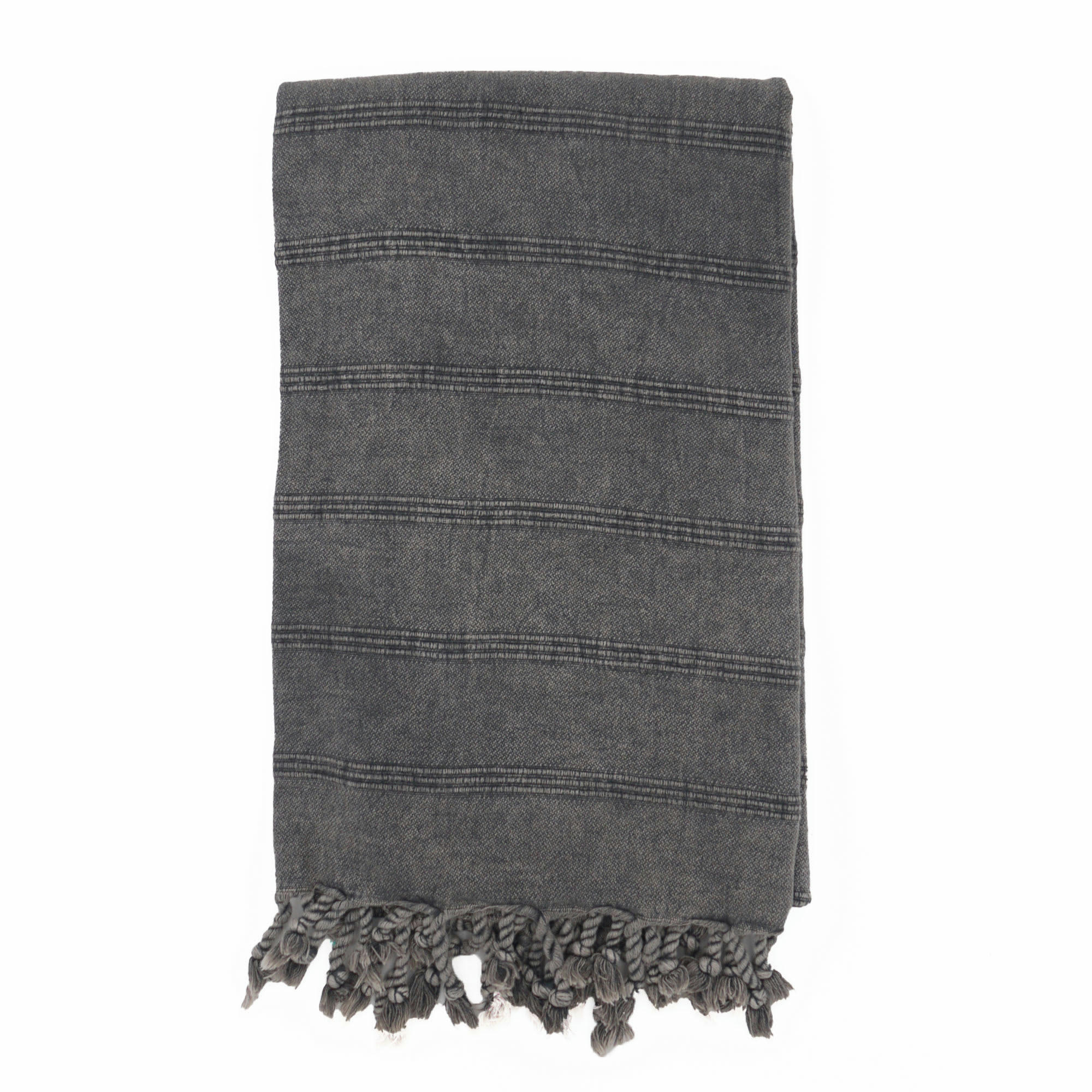 - Fouta vintage 100% coton avec franges noire 95 x 170 cm
