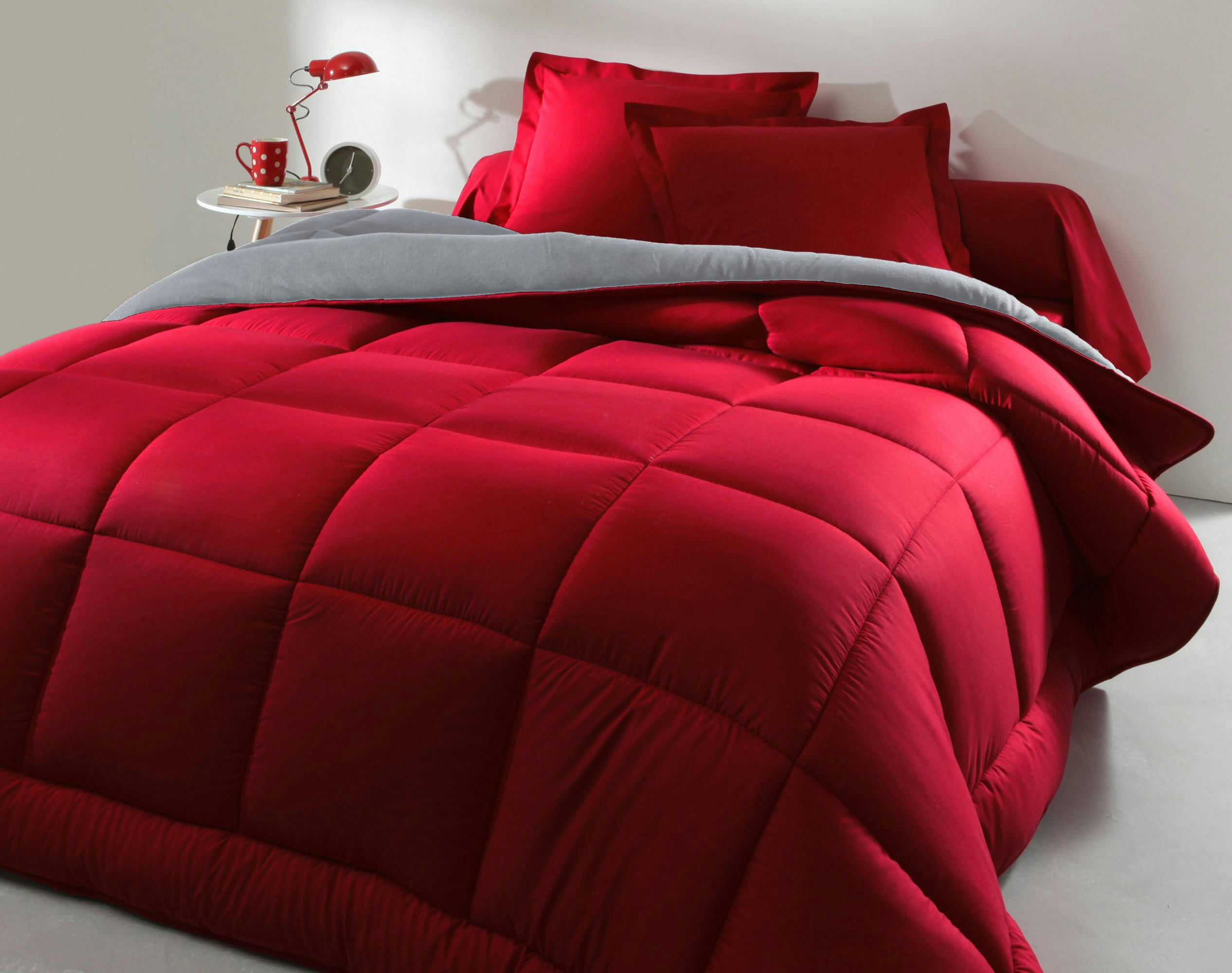 HEBE - Couette 260x240 rouge double face 400 g/m2