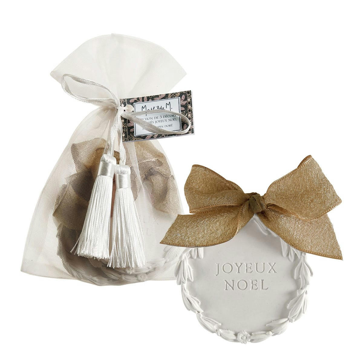 - Pochon de 3 décors parfumés Joyeux Noël - Sapin Doré