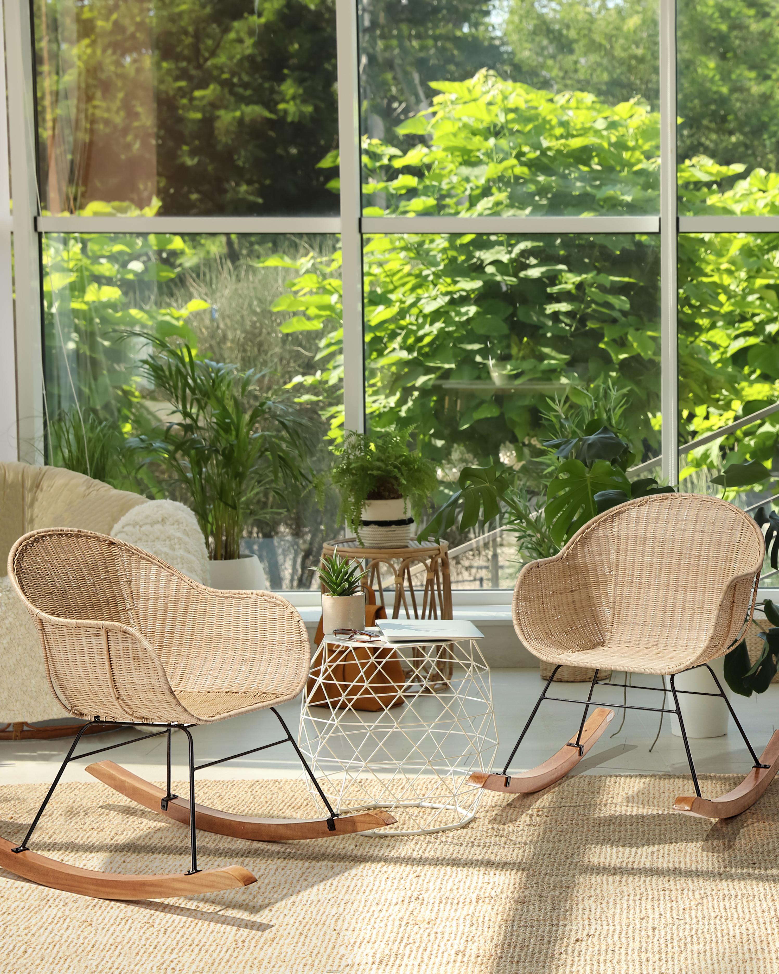 Set of 2 Rocking Chairs LAVINIO Rattan Natural