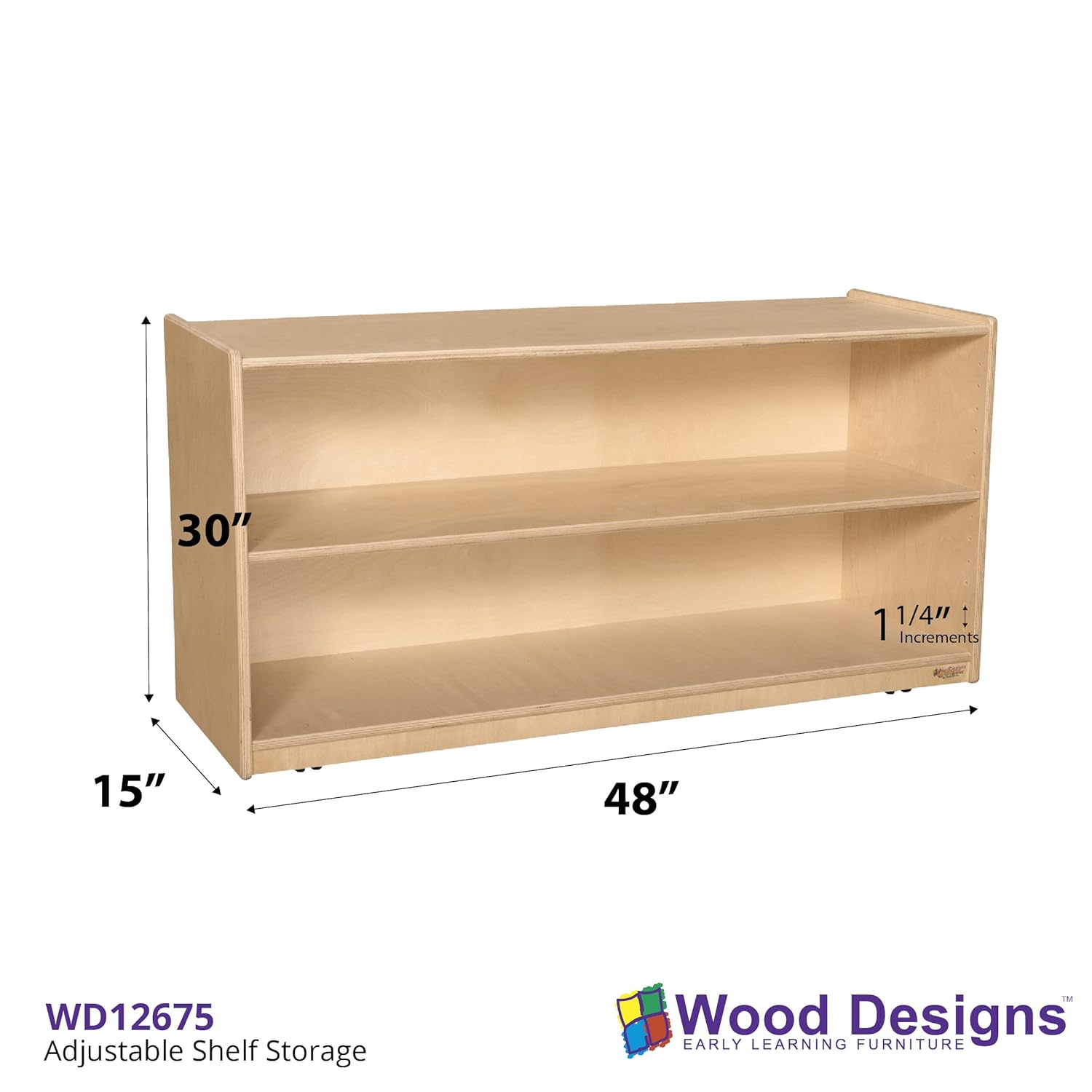 Wood Designs Adjustable Shelf Storage – Wooden Classroom Bookcase with Adjustable Shelves