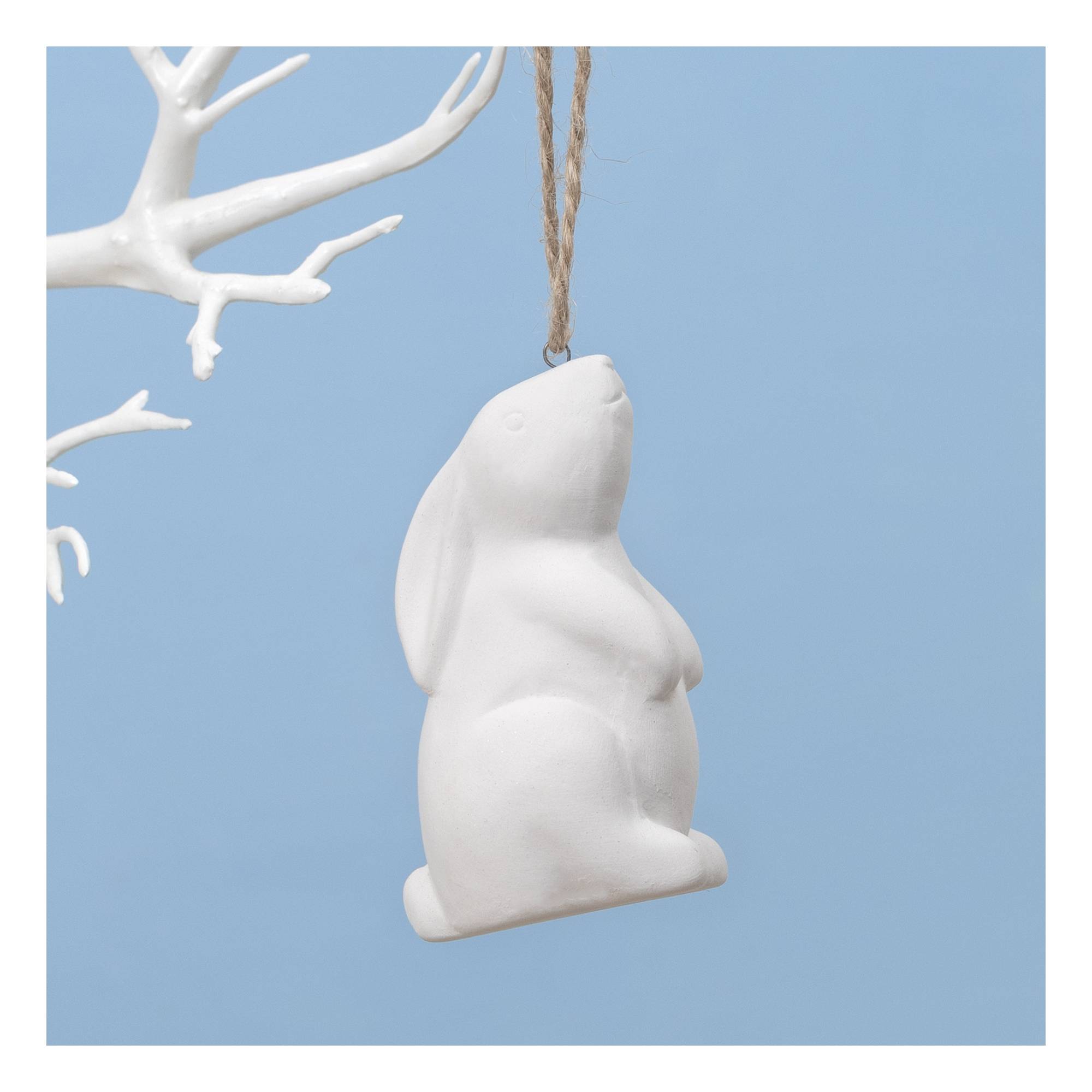 Hanging Ceramic Sitting Bunny Decoration 8cm