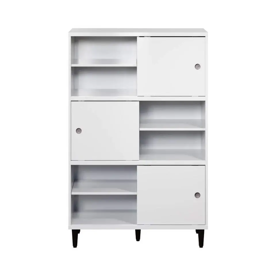 Hioshop Evolution wandkast 3 deuren- 6 planken wit- zwart