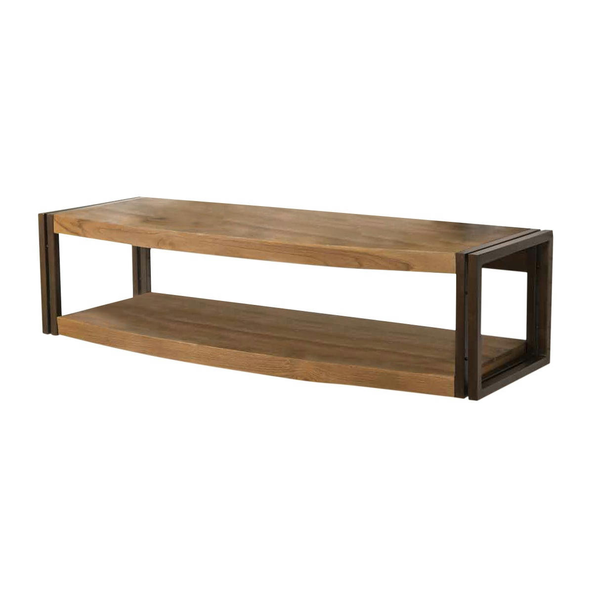 - Meuble double sous vasque suspendu teck et métal L145cm