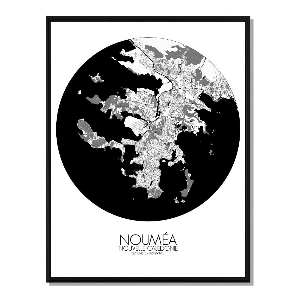 - Affiche Nouméa Carte ronde 40x50