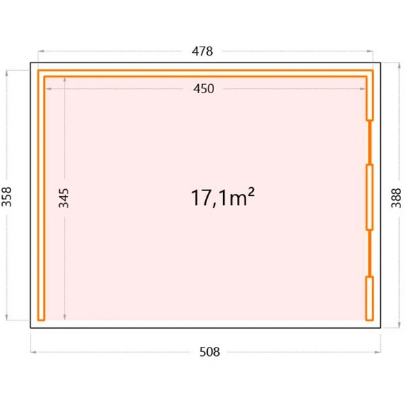 Pavillon »Singolo«, BxT: 478 x 358 cm (Außenmaß), inkl. Fenster, weiß