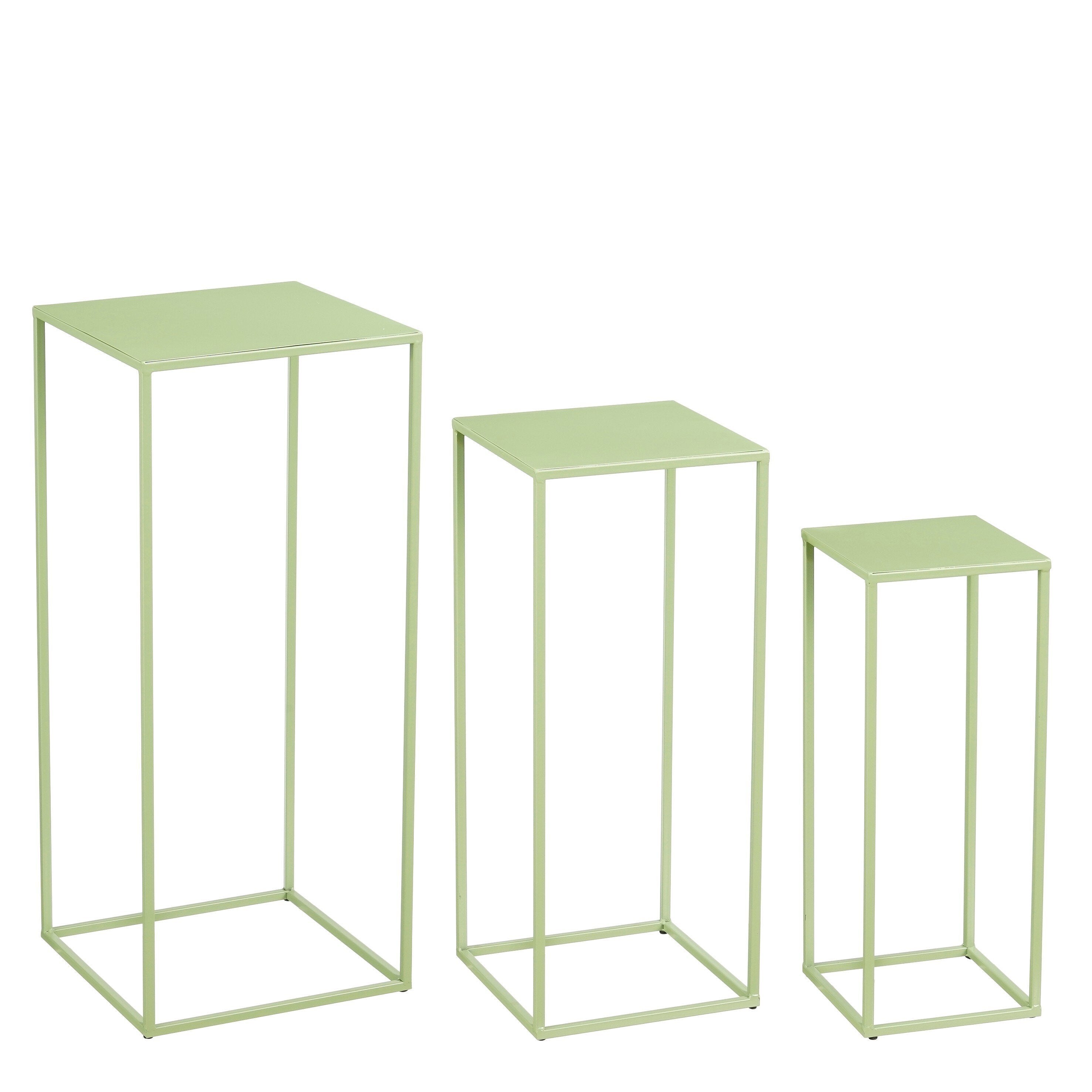 Mica Decorations Quinty Bijzettafel - Set van 3 - L30 x B30 x H70 cm - IJzer - Lichtgroen