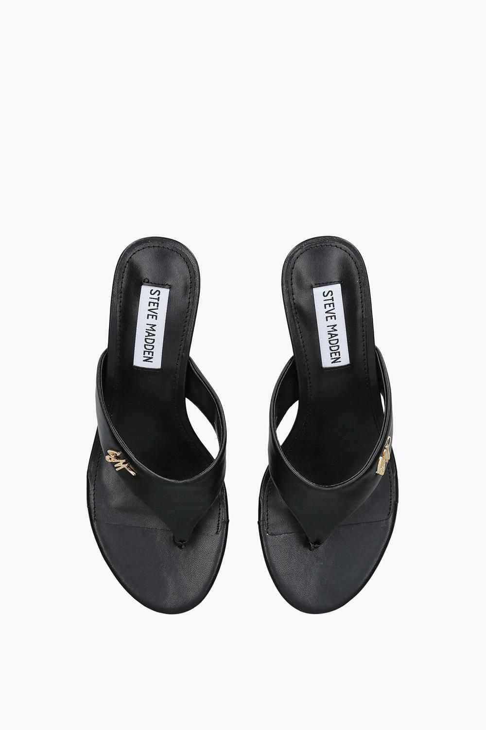 STEVE MADDEN Soundview Black' Leather Sandals