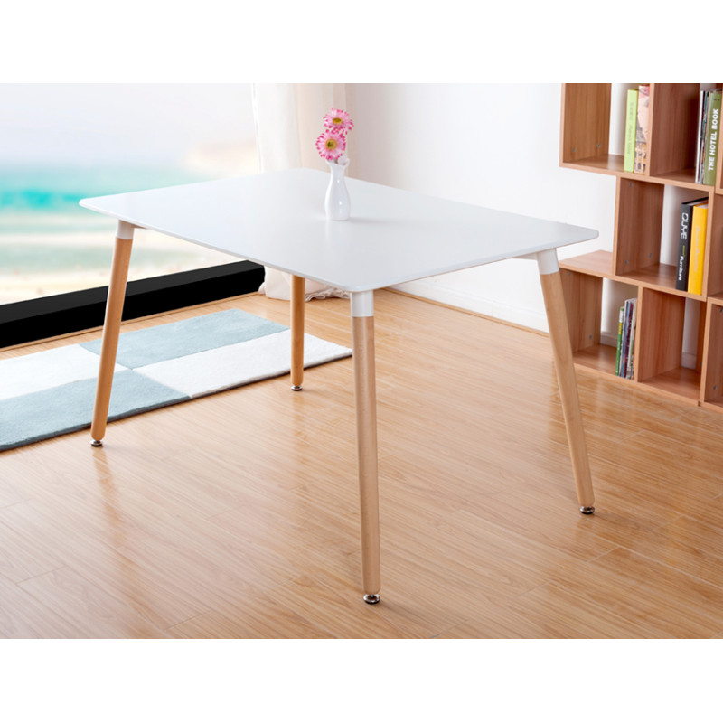Table Laila rectangulaire blanche 73 x 120 x 80 cm PRACTO HOME