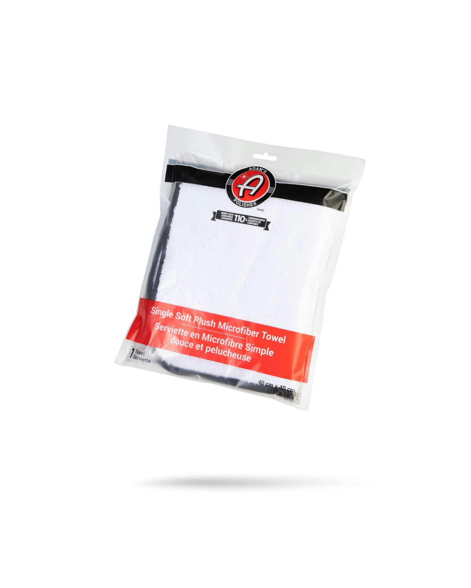 Adam's Polishes Single Soft Multi-Purpose Microfiber Towel, 480 GSM, 16-in x 16-in, White