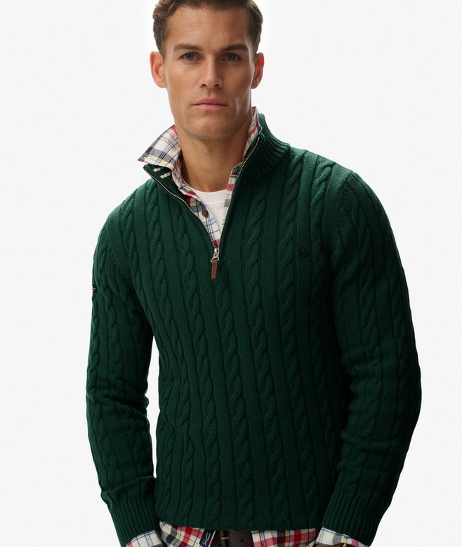 Organic Cotton Classic Cable Half-Zip Jumper