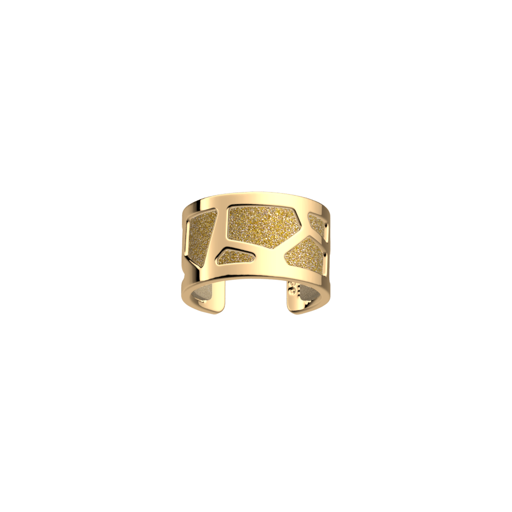 Bague Girafe, cuir réversible Crème / Paillettes Dorées