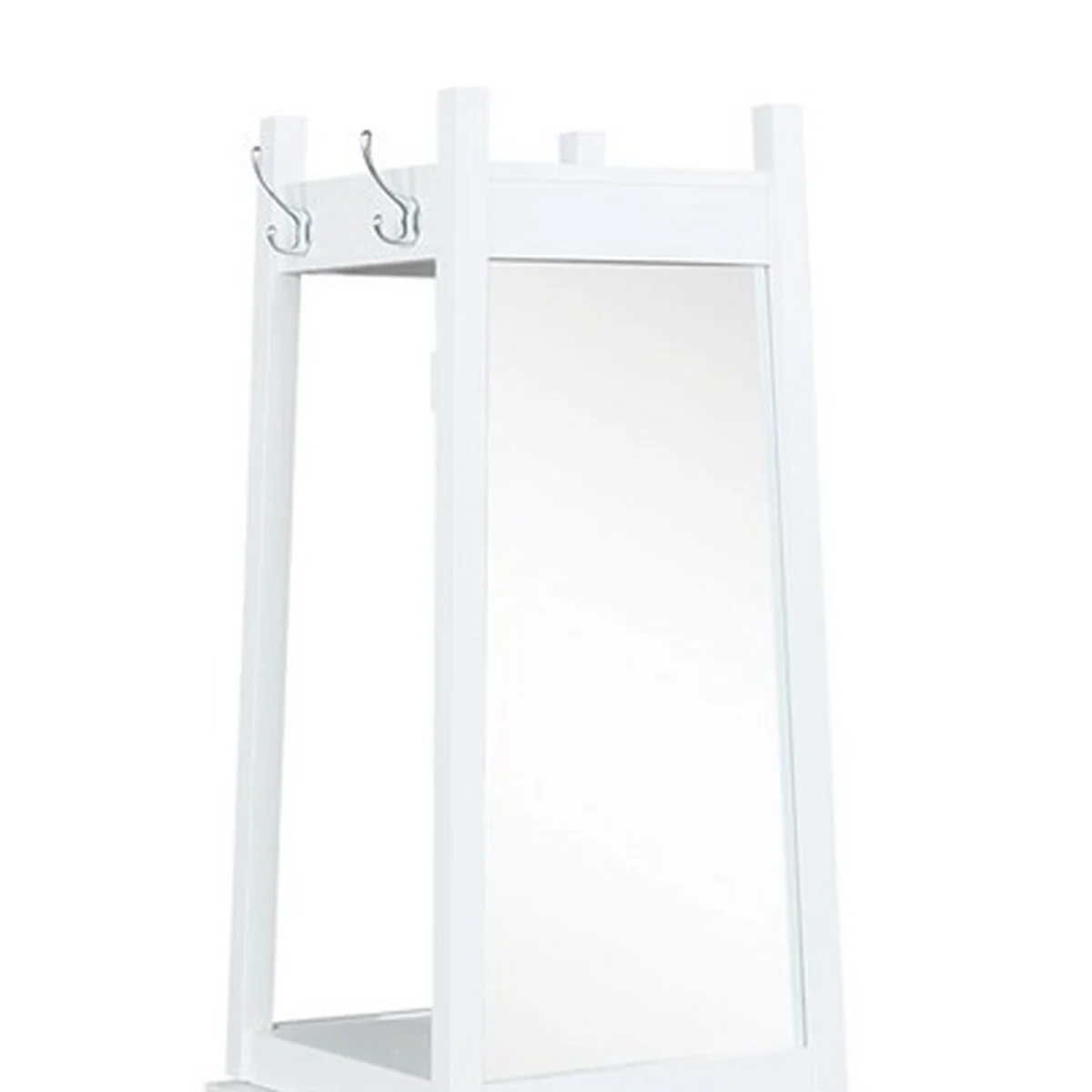 72 Inch Wooden Coat Rack with 8 Hooks and 2 Shelves, White