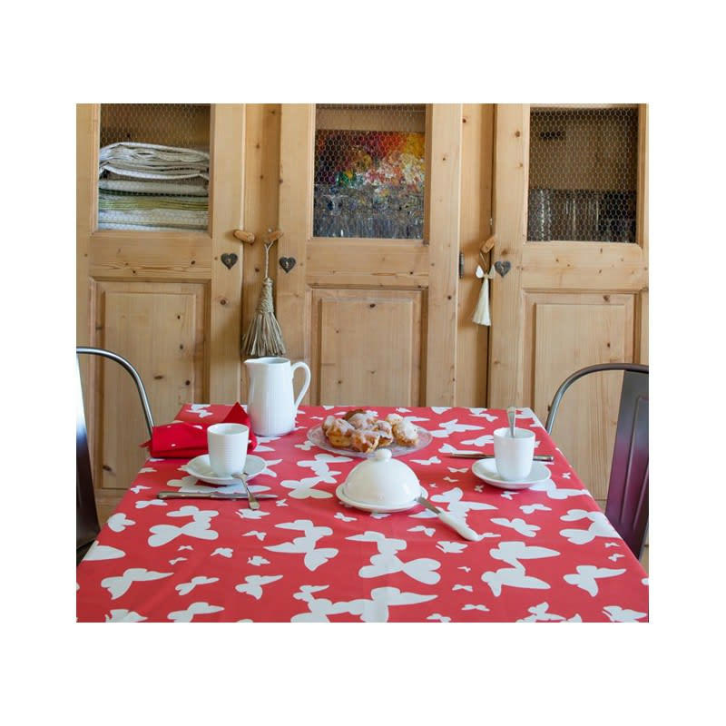 PAPILLON - Nappe enduite rectangle 160 x 200 cm Corail