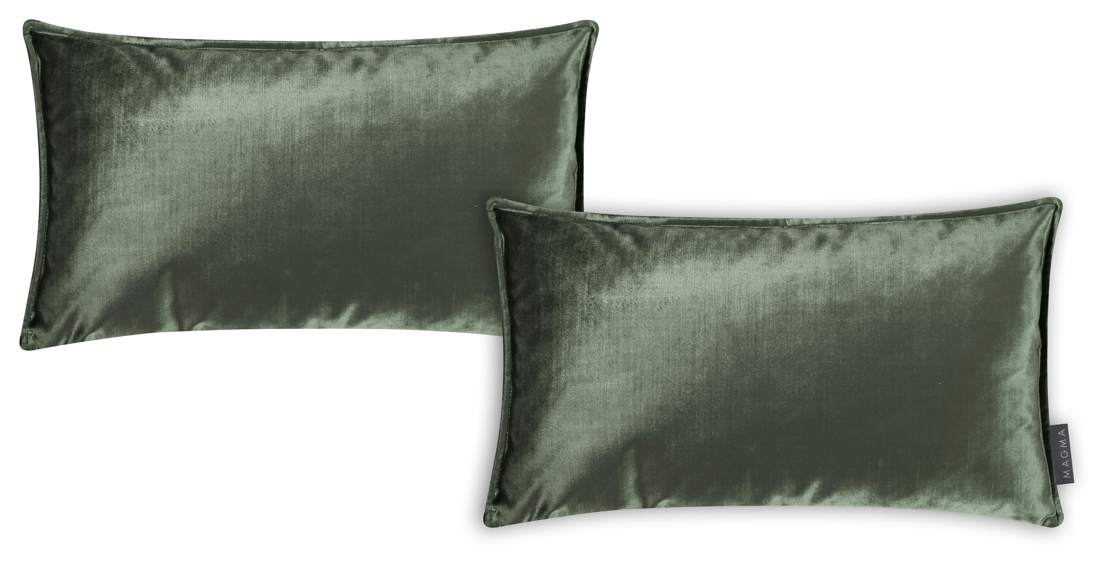 SHINY - Housses de coussin velours avec volant piqué vert-Lot de 2-30x50