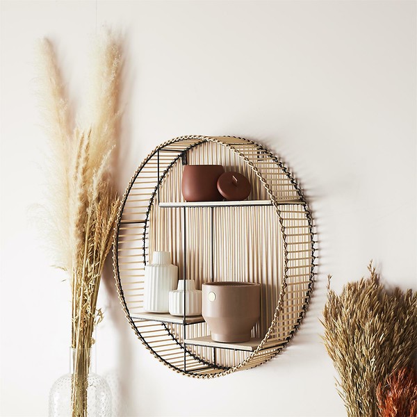 PÓŁKA Bali wisząca OKRĄGŁA styl boho RATTAN 3 PÓŁKI