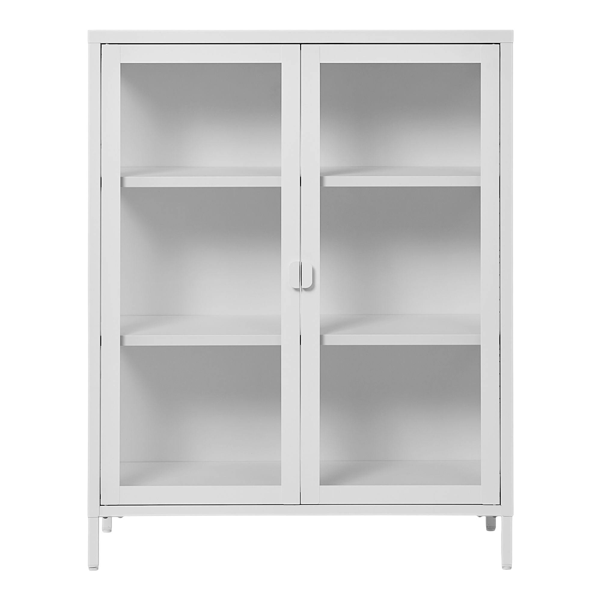Vitrine blanche métal verre 2 portes 101 cm ODENSE