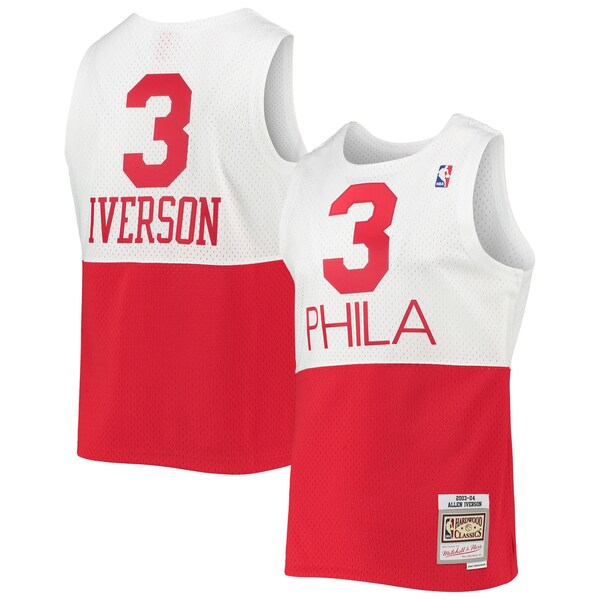 Allen Iverson Philadelphia 76ers 2003/2004 Hardwood Classics Swingman Jersey - White/Red