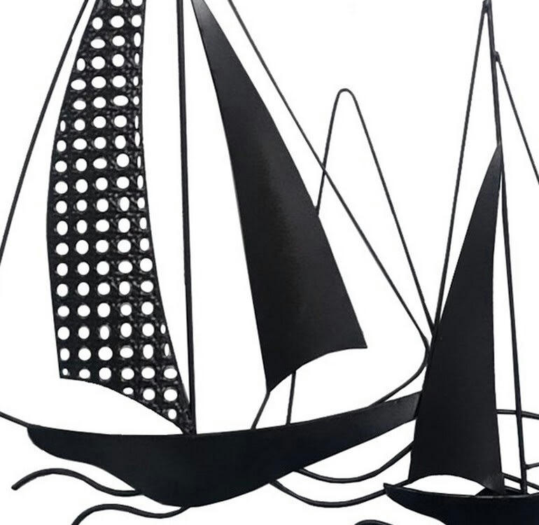 CASSIS - Décoration murale en métal duo de voiliers noirs 43x40x3