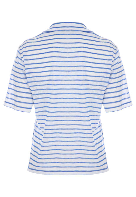 Womens Blue Stripe Collar Top