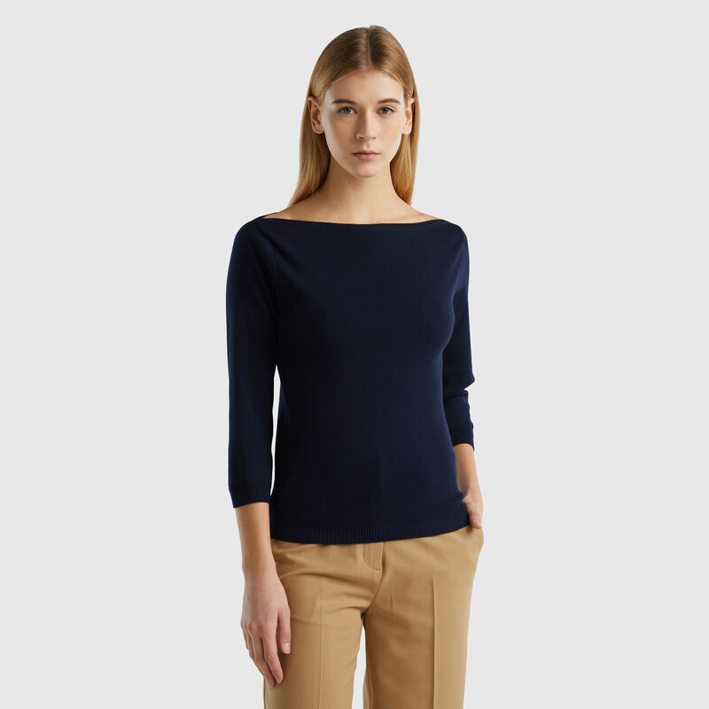 100% cotton boat neck sweater