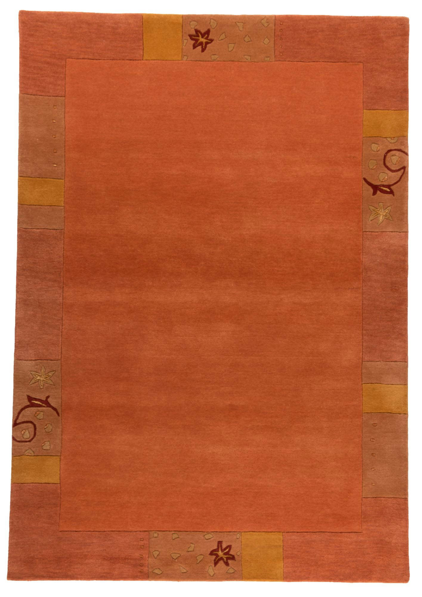 ROYAL GANGES - Tapis gabbeh floral en laine naturelle terracotta 70x140 cm