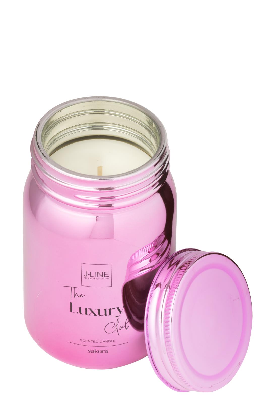 J-Line geurkaars Voorraadpot - Sakura - glas - roze - 69U