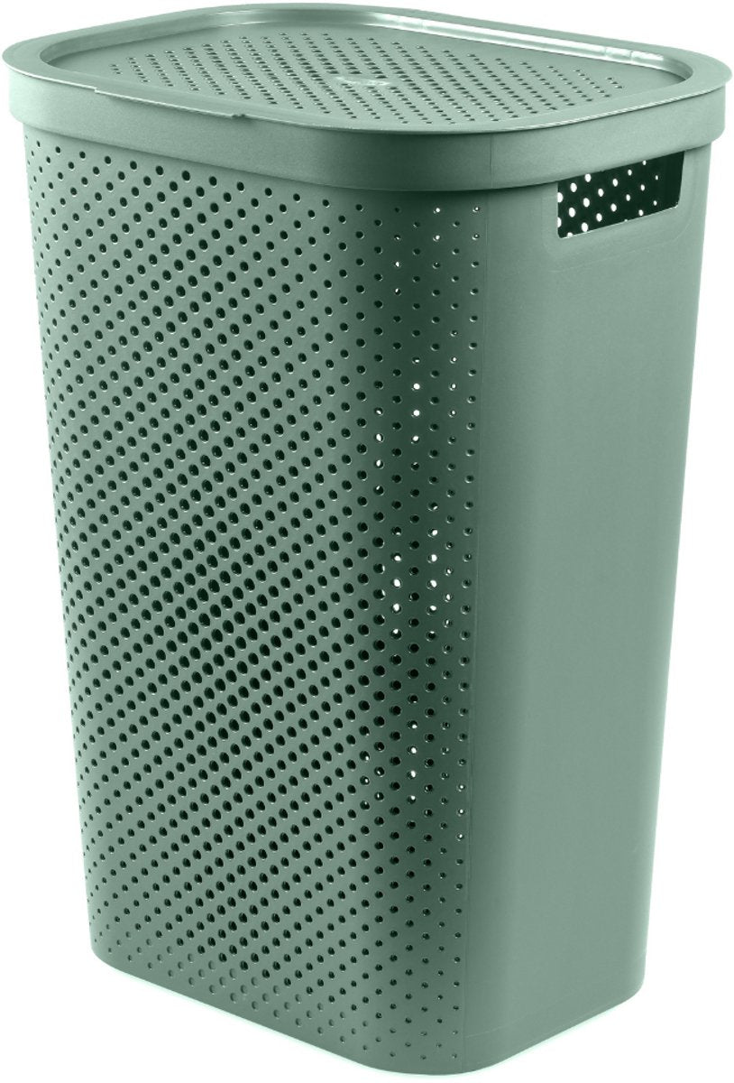 Curver Infinity Recycled Dots Wasmand met deksel - 60L - Groen