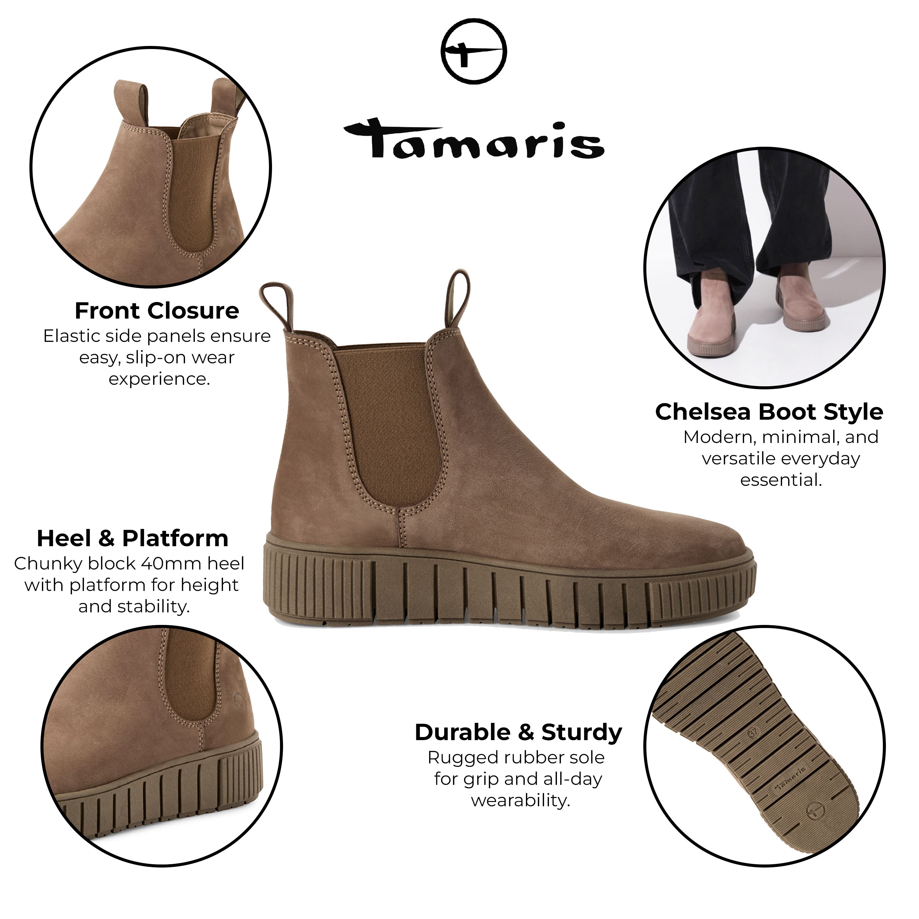 Infinity Leather Tamaris Leather Chelsea Ankle Boots