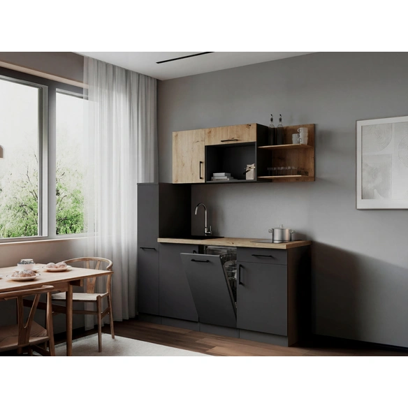Küchenzeile, »Oliver«, LxBxH: 175x60x200 cm, grau matt