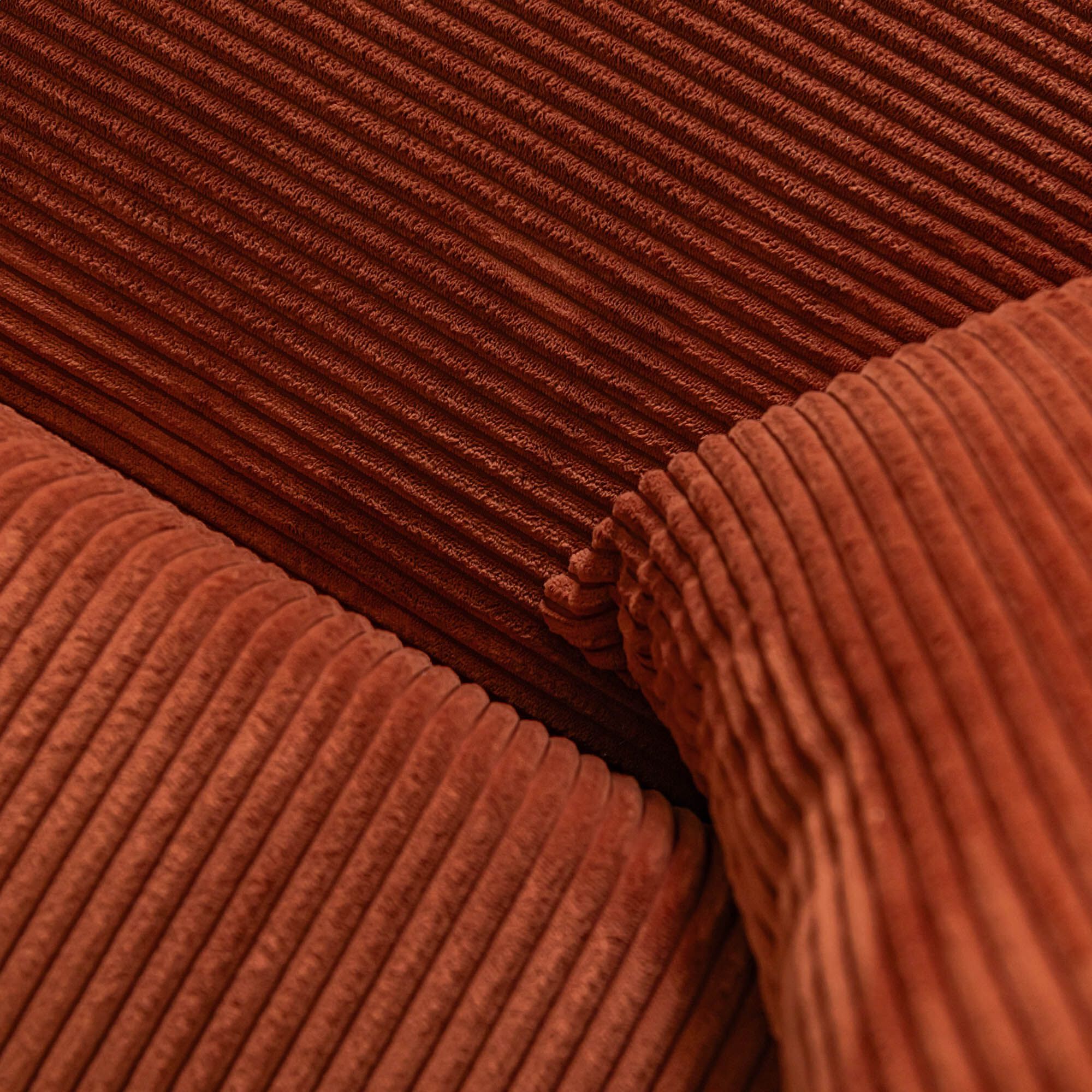 LUDI - Canapé convertible à angle réversible en velours côtelé - brun rustrel