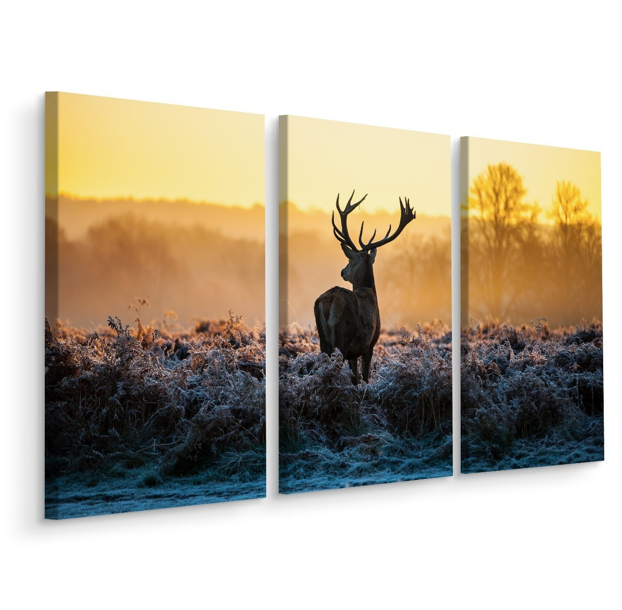 Obraz Tryptyk JELEŃ na Rykowisku Widok 3D 60x40cm